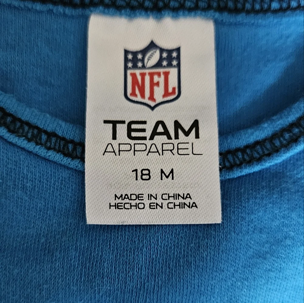 NFL Team Apparel Baby One Piece Carolina Pathers Blue Bodysuit 18M Tackle